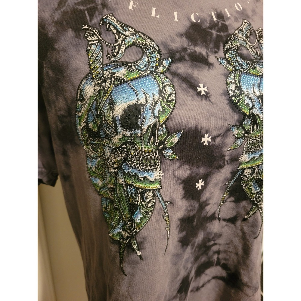 Affliction‎ Black Label Paint Spatter Jewel Rhinestone Shirt  Grunge Alternative - Picture 3 of 9